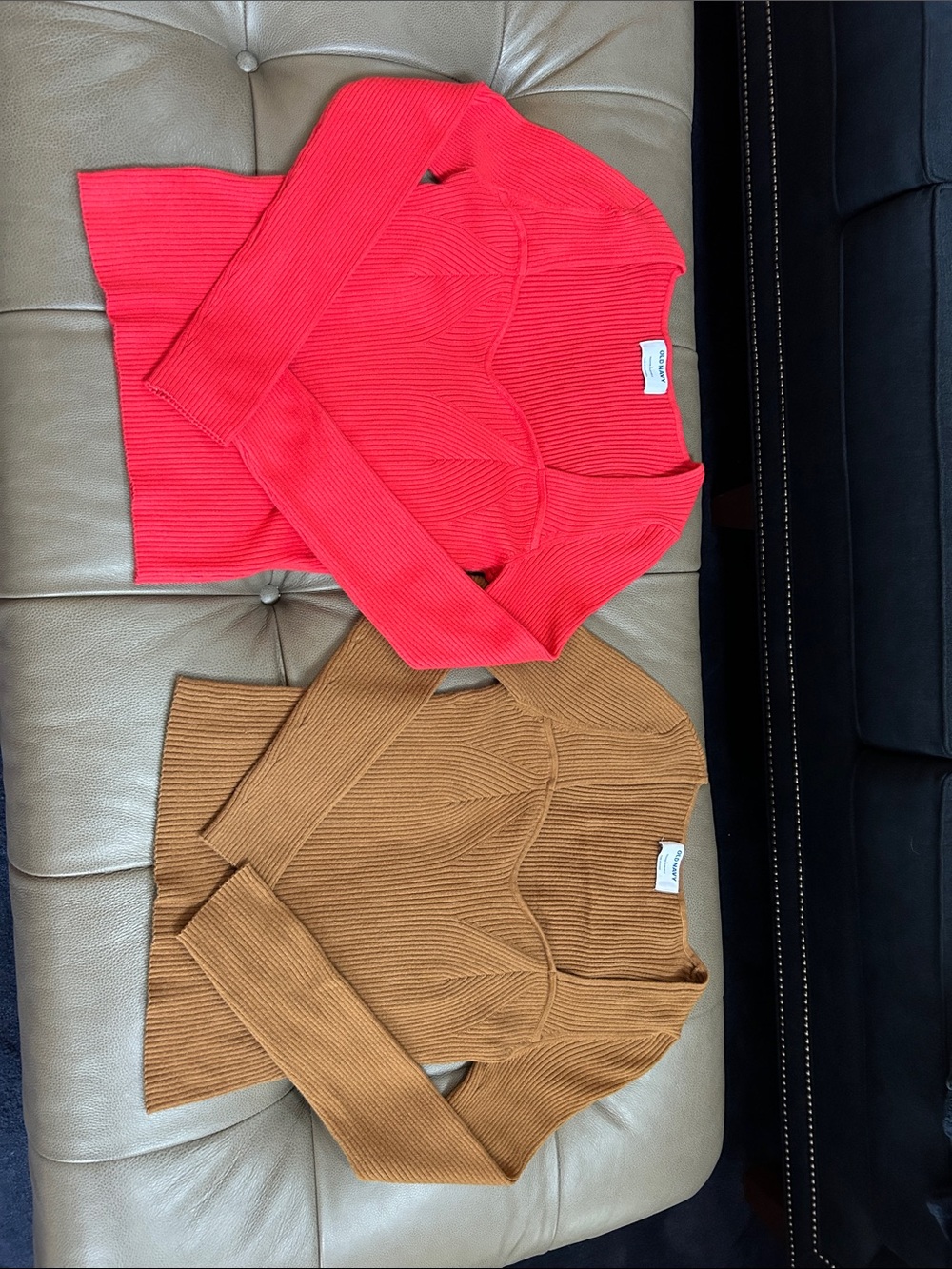 2 Women’s Ribbed Long-Sleeve Sweaters - Old Navy sweetheart neckline. NWOT